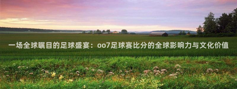 一场全球瞩目的足球盛宴：oo7足球赛比分的全球影响力与文化价值